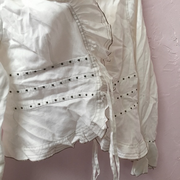 Svetlana Studded + Laced Trim Baronesses Blouse White Shirt Collar and Frills - Picture 5 of 9